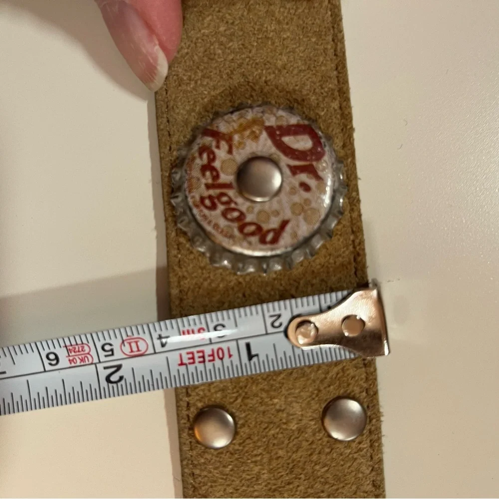 Vintage 1990 Y2K retro Southwestern Concho Soda Pop cap Wide Leather Belt Large - Picture 14 of 17
